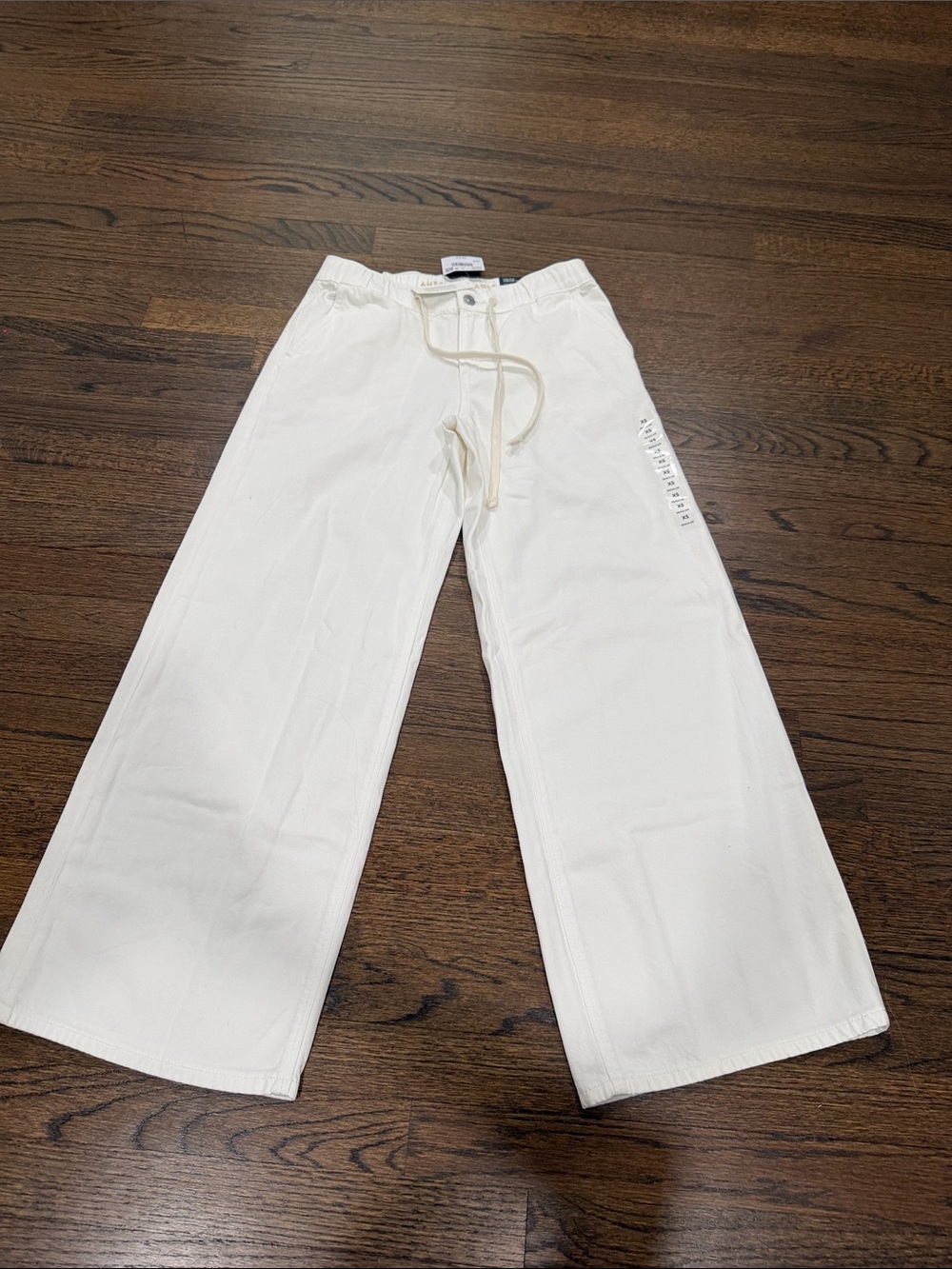 American Eagle Ultra Wide Leg Drawstring white jeans